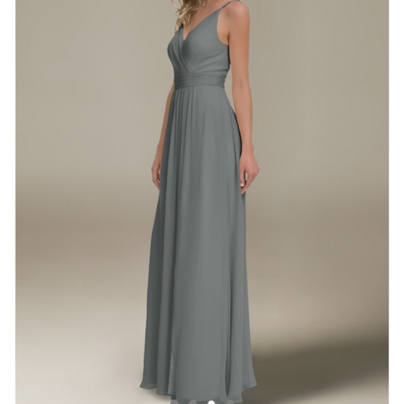 AW Bridal Joie Bridesmaid Formal Prom Special Occasion Dress, 16, Grey - Picture 3 of 10